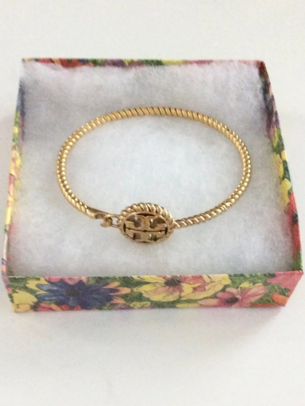 Authentic TORY BURCH Rope Logo Hinged Cuff Bracelet